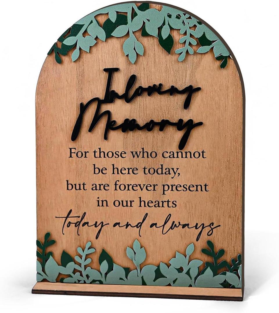 Rustic Wedding Memorial Sign Reserved Signs 3D Raised Letters Layered Wood In Loving Memory of Loved ones Table Sign For Wedding Reception Decorations Plaque Parents 7.87 in × 11 in