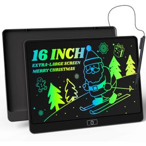 LCD Writing Tablet,16 Inch Colorful Screen Doodle Board Toddler Educational Toys for 3 4 5 6 Years Old Boys Girls Reusable Portable Drawing Tablet Christmas Toys Gifts for Kids (Black)