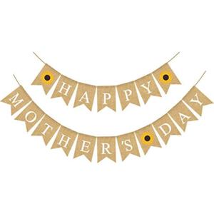 Mother's Day Burlap Banner Sunflower Happy Mother's Dat Banner Garland Rustic Party Decorations Mother's Day Gifts from Daughter and Son (Mother's Day)