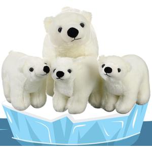 Zubebe 4 Pcs Polar Bear Stuffed Animal Set Large White Animals Stuffed Soft Plush Toy Cuddly Gifts for Winter Birthday Decoration(Polar Bear Style)