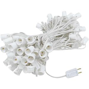 Novelty Lights 100 Foot C9 Outdoor String Light Christmas Stringer - Patio String Lights - Intermediate Base (C9/E17) - 12" Spacing - White Wire