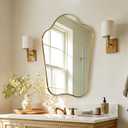 ANDY STAR 24x32 Gold Mirror, Brushed Brass Scalloped Mirror with Curved Design, Irregular Wall Mirror for Bathroom, Vanity, Powder Room, Stainless Steel Frame, Anti-Rust
