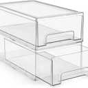 Sorbus Medium Clear Stackable Storage Drawers 2-Pack Plastic Organizer Bins with Handles Stackable Pull-Out Storage Drawers for Closet, Pantry, Office, Bathroom, Craft, and Toy Organization