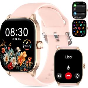 Smart Watch for Women Men(Answer/Make Call), Smartwatches with Heart Rate/SpO2/Sleep/Stress Monitor, IP68 Waterproof Activity Tracker for Android iPhone, 100+ Sports Fitness Watches (Pink, 2.01)