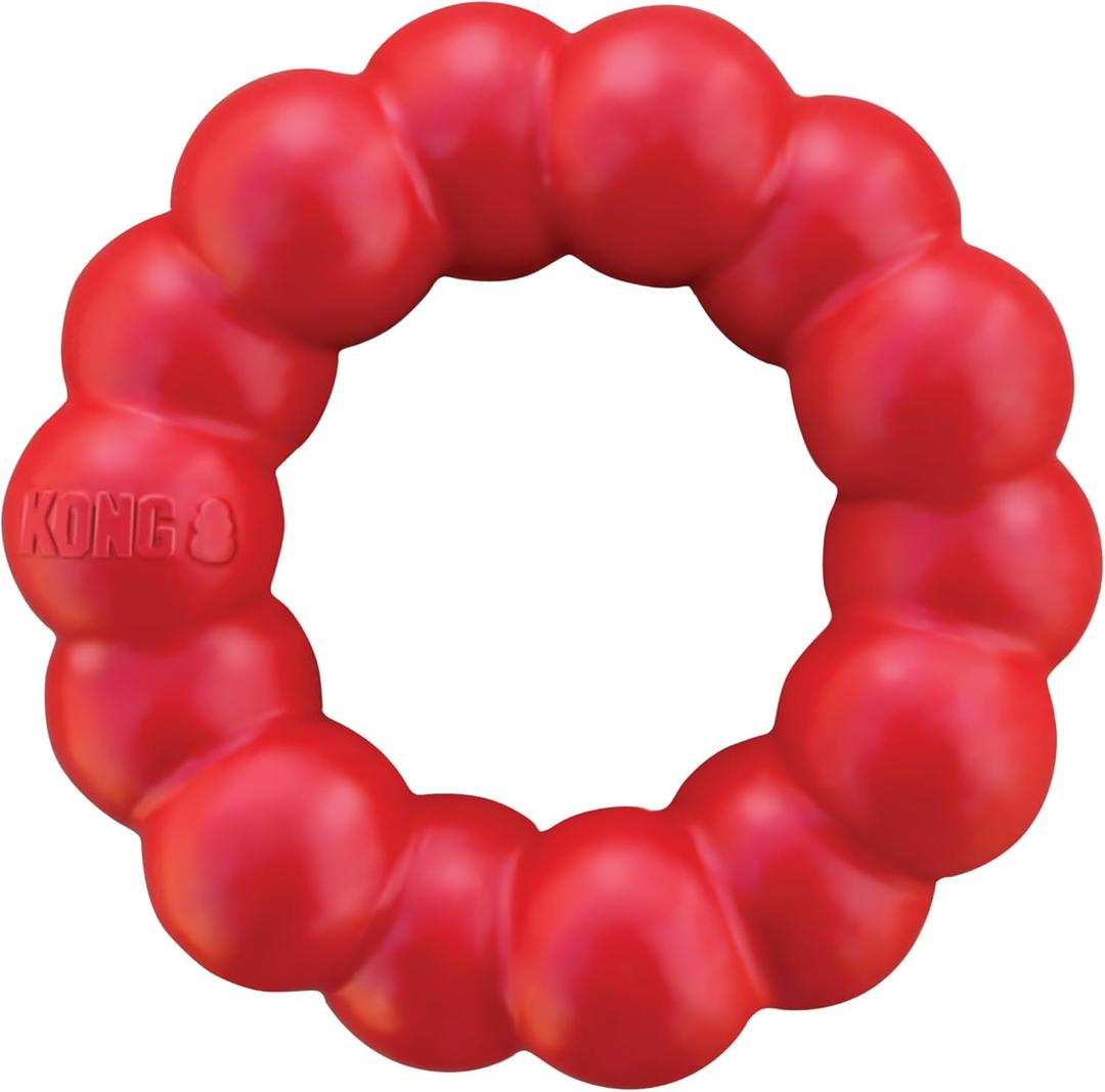 KONG Ring - Natural Rubber Ring Toy for Healthy Chewing Habits - Chew Toy Supports Dog Dental Health - Dog Toy Supports Instincts During Playtime - for Small Dogs (Small (Pack of 1))
