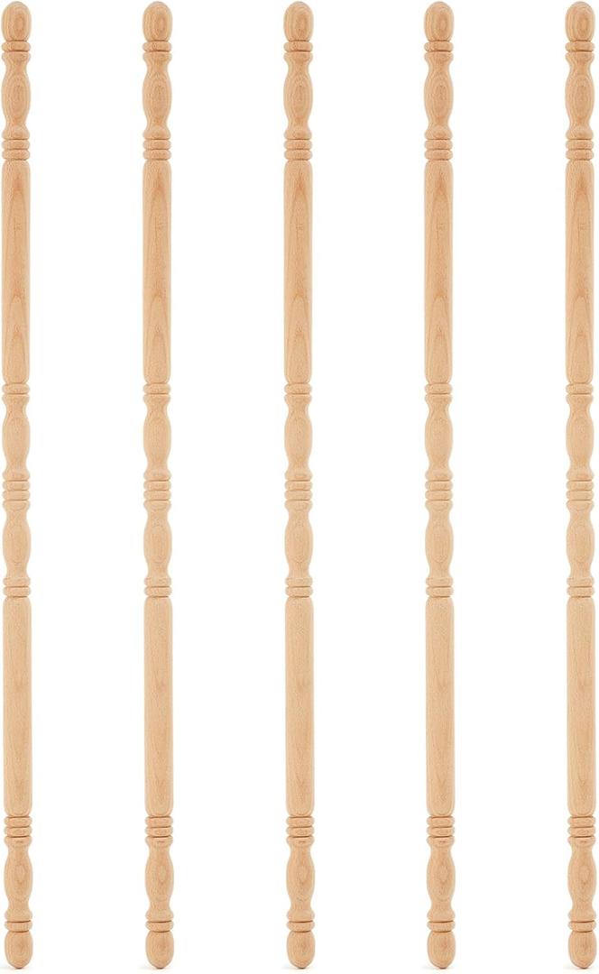 5 Pack Traditional Corner Wall Protector Wood Decorative Wall Corner Guard 39-1/2 Inch x 1 Inch Dia. 90 Degree Notch Sanded Edge Protector (Red Oak)