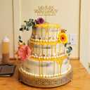 Cake Stand, Metal Round Cupcake Dessert Stand Cake Display Holder Cookies Fruit Serving Tray Decor for Wedding Party Birthday Baby Showers Anniversary (14in, Gold)