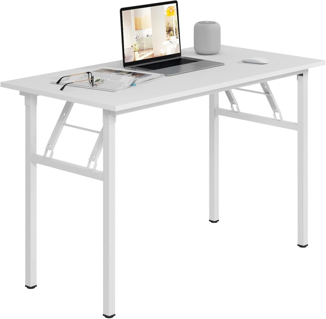Need Office Computer Desk - 47.2L Sturdy and Heavy Duty Folding Laptop Table, Writing Table/Home Office Desk/Sewing Table, No Assembly Required, White AC5DW(120 * 60)