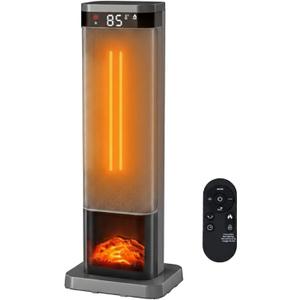 24" Space Heater, 1500W Portable Heaters for Indoor Outdoor Use, Fast Heating with 60° Oscillation, Adjustable Thermostat Up to 99°F, Tip-Over Protection & 12H Timer for Bedroom, Office, Sliver