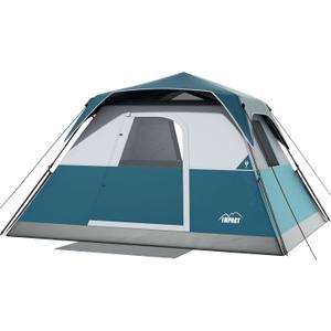 6 Person Instant Camping Tent with Rainfly, 60s Easy Setup Family Cabin Tent 10x9ft, 1200mm Waterproof & Skylight Ventilation, Portable Shelter for Outdoor Camping, Hiking, Backyard