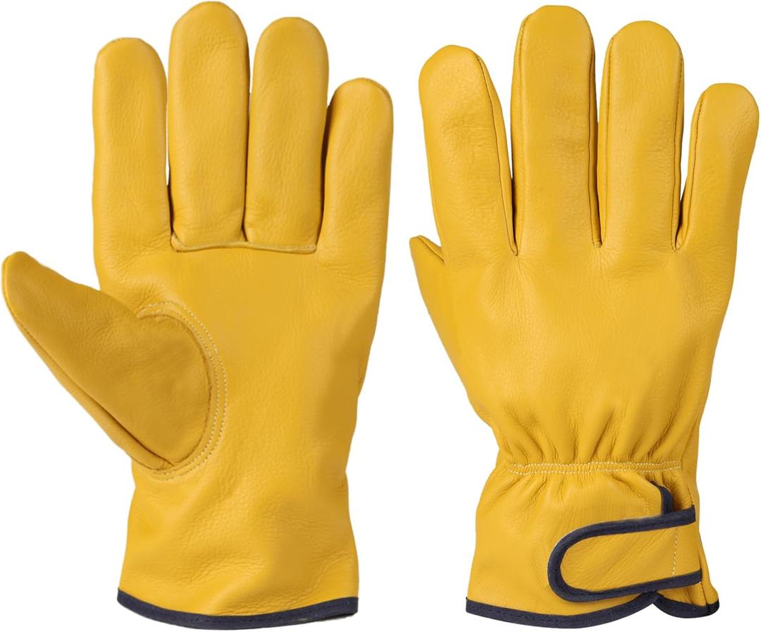 Leather Work Gloves,Gardening Gloves for Men and Women,Leather Work Gloves for Men,Cowhide Gloves,Welding Glove, (XL)