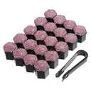 X AUTOHAUX 20pcs Wheel Lug Nut Cap Covers 21mm Bling Faux Crystal Wheel Bolt Cap Cover Universal Wheel Lug Nut Cap Hex Protector Pink