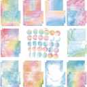 FUNCLASS 160 Pcs Stationery Set Letter and Envelopes  50 Lined Stationery Paper and 50 Matching Envelopes, 5.5 x 8.25 Inches Letter Writing Stationery for Home, Office, School(Watercolor)
