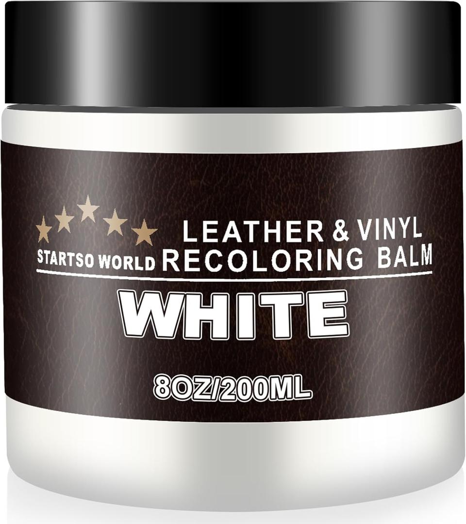 STARTSO WORLD Leather Recoloring Balm - Repair Kit for White Furniture and Car Seats | Scratch Remover, Restores Faded Leather