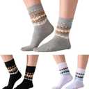 Women's Slouchy Socks Soft Casual Calf Socks Retro Scrunch Crew Socks 3/4 Pairs (Black&white&grey) S