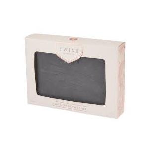 Twine Square Slate Coasters, Modern Square Coasters, Slate with Velvet Backing, Protect Tables and Surfaces, Black, Set of 4
