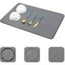 Snuggery Large Stone Drying Mat for Kitchen Counter, 24 "*16" Dark Gray) | Fast Absorption, Quick Drying, Natural Diatomaceous Earth, Non-Slip Base, One-Piece Design for Dishes or Dish Racks