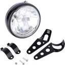 7inch Universal 12V H4 35W Round Motorcycle Yellow Headlight w/Black Bracket Fit for for ATV etc.Motorcycles