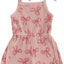 YINGISFITM Toddler Baby Girl Clothes Bowknot Sleeveless Halter Overalls Shorts One Piece Romper Jumpsuit Summer Outfit (12-18 Months, Pink)