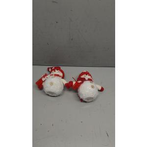 2 Pack Christmas Table Decorations, 10 Inch Lighted Snowmen Figurines, Light Up Snowman Holiday Present, Battery Operated Xmas Gifts Tabletop Ornaments Dinner Party Supplies, Red Brim