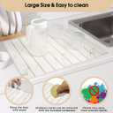 Sofort Stone Drying Mat for Kitchen Counter, Super Absorbent Foldable Dish Drying Mat, Gold White Marble Quick Drying Diatomaceous Earth Mats for Dishes, Pots, Utensils Large 24"16"