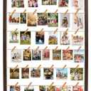 Collage Picture Frame,Photo Display Board with Clips,Hanging Pictures Frames Photos Wall Decor for Wedding Graduation Party Birthday Greeting Letter Christmas Cards Holder Organizer,39 inch,Walnut, Wall Mount 1PC