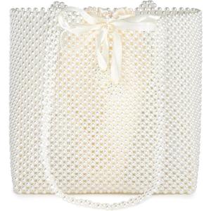 Grandxii Pearl Purse Tote Bag Shoulder Bag For Women Wedding Party Shiny Beaded Bag Travel Bag With Pearl
