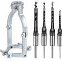 Square Hole Drill Bit Adapter with 4pcs Square Hole Drill Bit, Mortising Attachment for Drill Press, Mortise Machine, Power Tool Accessory for Drill Machines