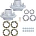 Labwork 2 Sets 6 On 5.5 Inch Galvanized Trailer Hub Kit for 5200-6000 Lbs Spindle, with Trailer Bearing Kit (5 Pieces/Set)