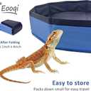 Eooqi Foldable Bearded Dragon Bathtub, Collapsible Reptile Bath Pool & Small Pet Water Tub, Portable Hard-Side Reptile Swimming Pool for Bearded Dragons, Hedgehogs and Hamsters (Blue, 19 x 3.5 in)