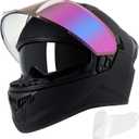 Full Face Motorcycle Helmets for Adult Men Women, DOT Approved Street Bike Racing Helmet Dual Visor Quick Release Buckle, Motorbike ADV Moped Helmet with Extra Clear Visor