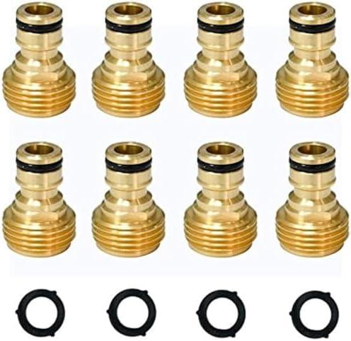 Garden Hose Quick Connector 3/4 inch GHT Brass Easy Connect Fitting Male Only (3/4" 8PCS))