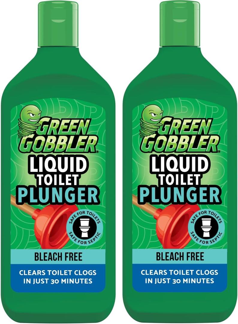 Green Gobbler Liquid Toilet Plunger | Clog Remover | Safe for Toilets and Septic | 2 Pack