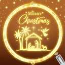 9.45 Inch Christmas Decorative Window Lights with Remote Timer USB Powered Nativity Scene Hanging Lights Xmas Silhouette Nativity Window Decor Indoor Christian Jesus Religious Sign