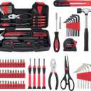 58 Piece Household Tool Set, General Household Hand Tool Kit with Plastic Toolbox Storage Case, All Purpose Household Tool Kit for Home, Garage, Office and College Dormitory Use, Red
