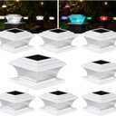 HUYIENO Solar Post Cap Lights Outdoor LED Lighting Deck Fence Cap Light 9 Light Modes Bright White/7 Color Fixed Modes/7 Color Cycling Mode Suitable for 4x4 5x5 Wooden Posts 4x4 5x5 Vinyl Posts (8pk)