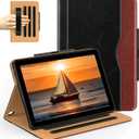 for Amazon Fire HD 10 Tablet (13th/11th Generation 2023/2021 Released), Auto Wake/Sleep PU Leather Folio Case with Pocket/Multi-Angle Stand/Pen Holder for HD 10/10 Plus, Black/Brown