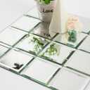 Lovdeco Peel and Stick 3 Inch Beveled Mirror Glass Tile Silver Crystal Mosaic Tile for Kitchen Backsplash Bathroom (3x3 Inch, 32 Sheets)