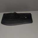 RECCAZR Ergonomic Keyboard, Wired Computer USB Keyboard with Wrist Rest, Spill-Resistant, Wave Keys for Natural Typing, Compatible with Windows/PC/Laptop(Black)