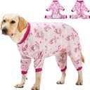 LovinPet Dog Pajamas, Lightweight Stretch Knit, Unicorn Rose Pink Print/Post Surgery Shirt/UV Protection, Pet Anxiety Relief, Wound Care for Large Dog Onesies/Medium