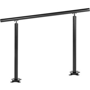 Outdoor 1-2 Step Handrail, DIY 304 Stainless Steel Transitional Hand Rails with Installation Kit,Silver Porch Stair Railing for Concrete Brick or Wooden Steps, 26x36, Black