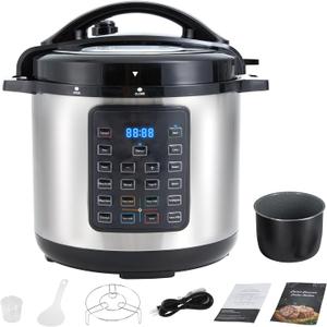 Simple Deluxe 8QT 16-in-1 Multi Electric Pressure Cooker, Non-Stick Stainless Steel Multi-Cooker for Yogurt Maker, Slow Cook, Saut, Cake, & Warmer, 8 Quarts