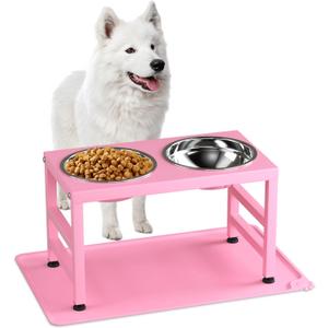 Elevated Dog Bowls for Large Dogs, Raised Dog Bowl Stand with Two X-Large Stainless Steel Bowls for Dogs, 3.5L Capacity
