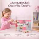 Doll Kitchen Playset for Kids, My Modern Mini Kitchen House Furniture Pretend Play Toy Accessories Set with Realistic Lights & Sounds for Toddlers, Girls (4-in-1)