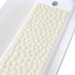 Non-Slip Bathtub Mat OTHWAY Soft Rubber Bathroom Bathmat with Strong Suction Cups (Beige) (40" x 16" (Rectangular))