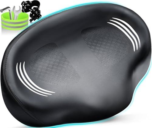 Bike Seat Noseless Wide Bicycle Seat for Women Men, Bike Seats Cushion Comfort for Big Butt, Multiple Fit Saddle for Peloton, Electric, Exercise, Cruiser Bikes