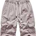 Msmsse Men's Cargo Shorts Elastic Waist Drawstring Summer Casual Cotton Work Athletic Shorts, US 34