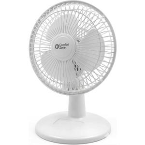 Comfort Zone CZ6D 6" Quiet Portable Indoor 2-Speed Desk Fan with Clip and Fully Adjustable Tilt in White