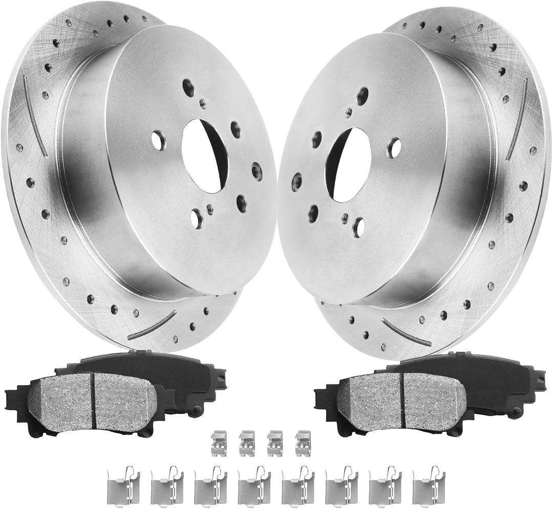 Anpulsero Automotive Replacement Brake Kits Rear Brake Pads and Rotors Kit Compatible with 2014-2019 Toyota Highlander, 2011-2020 Sienna, Brakes and Rotors 31544 D1391-8500 Rear Brake Kit 12.2in
