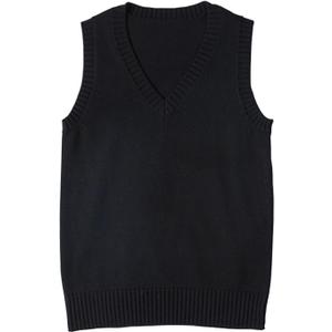 ZUEVI Women's Sweater Vest Classic V Neck Uniform Pullover Knitwear Tops Sleeveless Knitted Sweaters Vests (Large, Black)